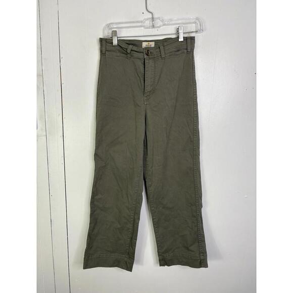 Marine Layer Pants - Marine Layer Pants Womens Size 4 Wide Leg Brigette High Waisted Olive Green